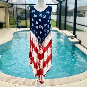 Zury, USA Patriotic Maxi Dress Beach Cover Up, OS